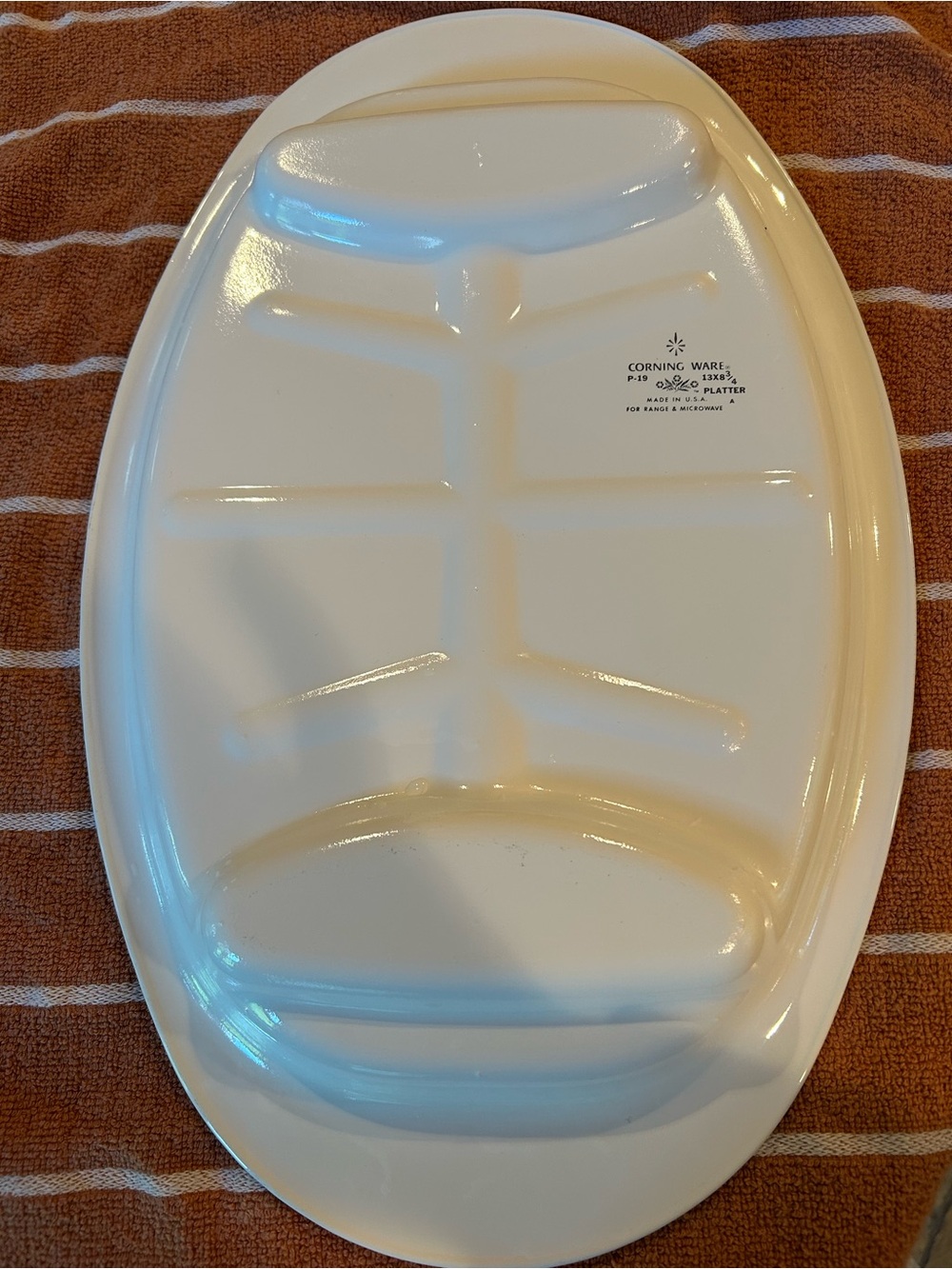 Corningware #P-19 Vintage Oval Platter Blue Cornflower 1950’s Flame Brand-stamp. - Picture 3 of 7